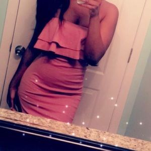 Pink Strapless Ruffle Dress